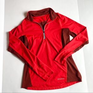 Patagonia Quarter Zip Pullover Long Sleeve Running Top in Red Size XS